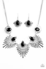 Load image into Gallery viewer, Paparazzi “Miss YOU-niverse” Black Necklace Earring Set - CindysBlingBoutique