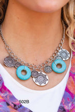 Load image into Gallery viewer, Paparazzi “Vintage Vault” “Western Zen” Blue Necklace Earring Set - CindysBlingBoutique
