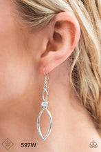 Load image into Gallery viewer, Paparazzi "Plucked Petals" White Dangle Earrings - Paparazzi Accessories
