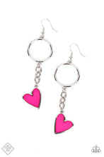 Load image into Gallery viewer, Paparazzi “Don't Miss a HEARTBEAT” Pink Dangle Earrings - Paparazzi Accessories