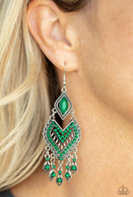 Load image into Gallery viewer, “Dearly Debonair” Green Dangle Earrings - Paparazzi Accessories