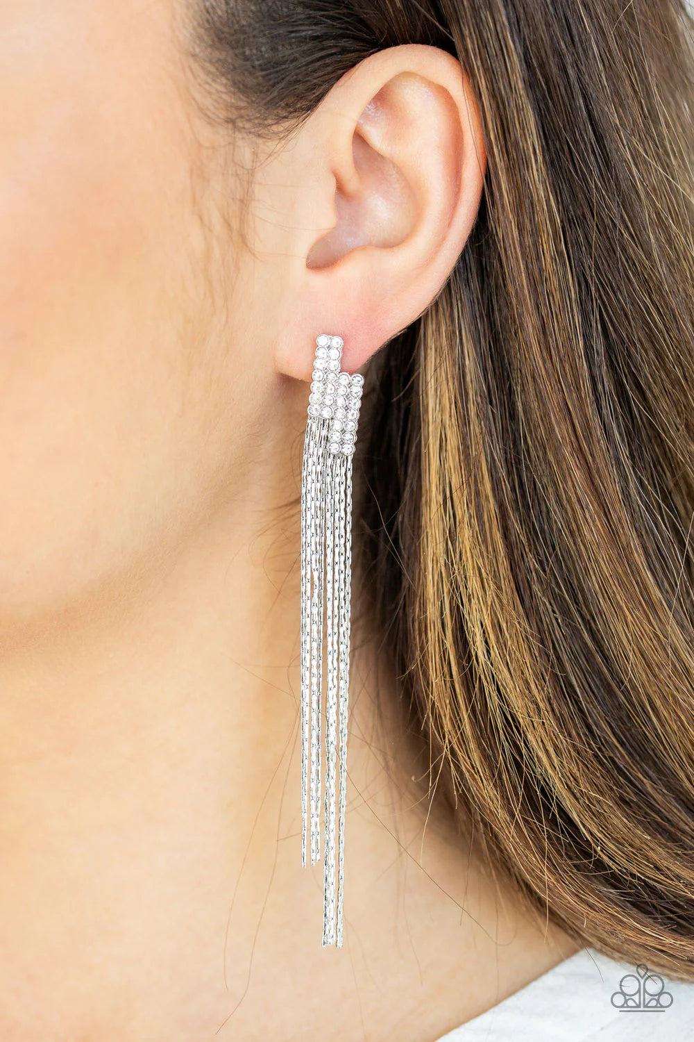 Paparazzi “Radio Waves” White Post Earrings