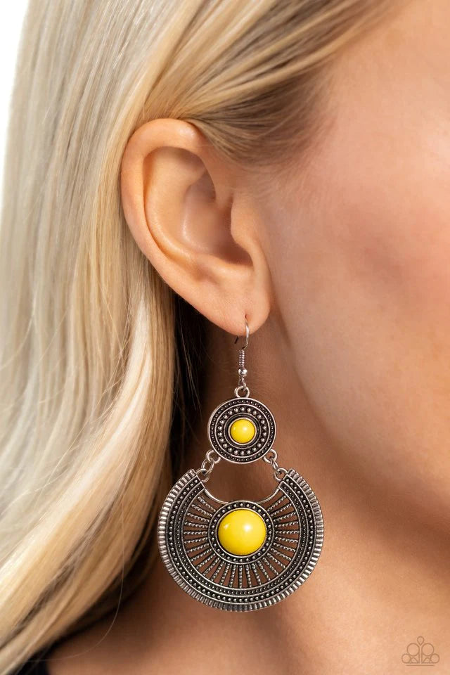 “A Wild Bunch” Yellow Dangle Earrings - Paparazzi