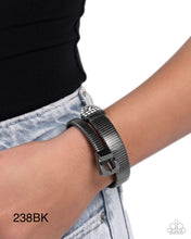 Load image into Gallery viewer, Paparazzi “Belted Brilliance“ Black Buckled Bracelet - Paparazzi Accessories
