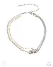 Load image into Gallery viewer, Paparazzi “Twisted Twin” White Choker Earring Set - Paparazzi Accessories

