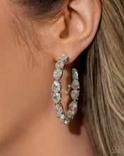 Load image into Gallery viewer, Paparazzi “Presidential Pizzazz” White Hoop Earrings
