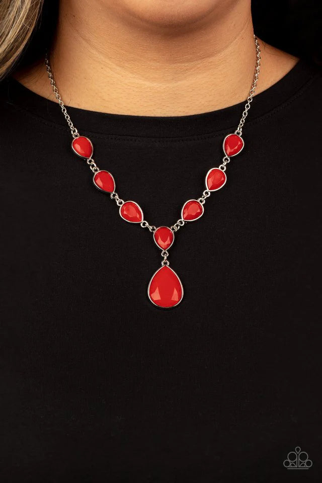 “Party Paradise” Red Necklace Earring Set - Paparazzi Accessories