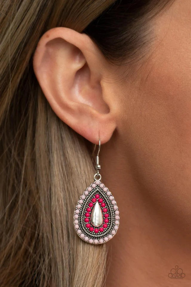 Paparazzi “Beaded Bonanza” Pink Dangle Earrings