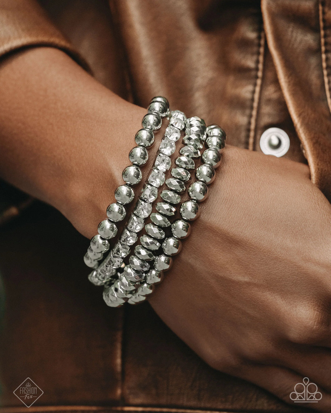 Paparazzi “Confined Character” White Bracelet Stretch Set - Paparazzi Accessories