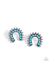 Load image into Gallery viewer, “Equestrian Embellishment” Blue Post Earrings -Paparazzi Accessories
