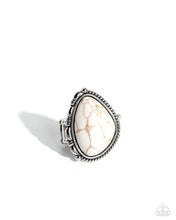 Load image into Gallery viewer, Paparazzi “Tundra Rotunda” White Stretch Ring - Paparazzi Accessories
