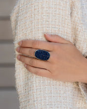 Load image into Gallery viewer, Paparazzi “Exaggerated Elitist” Blue Stretch Ring - Paparazzi Accessories
