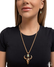 Load image into Gallery viewer, Paparazzi “Longhorn Leisure” Gold Necklace Earring Set - Paparazzi Accessories
