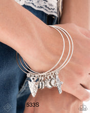 Load image into Gallery viewer, Paparazzi “Chief of Confidence” Silver Charm Bangle Bracelet
