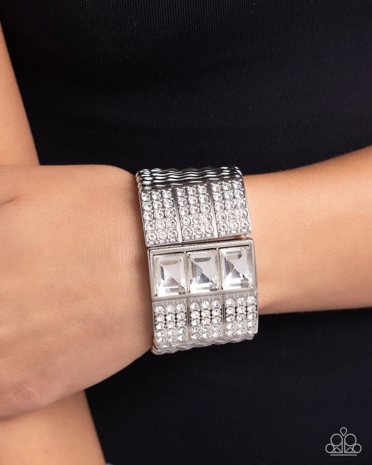 “Dramatic Diva” White Stretch Bracelet - Paparazzi