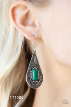 Load image into Gallery viewer, Paparazzi “Deco Dreaming” Green Dangle Earrings - Cindysblingboutique
