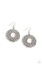 Load image into Gallery viewer, Paparazzi “Vintage Vortex” White Dangle Earrings
