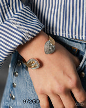 Load image into Gallery viewer, Paparazzi “Fashion Forward Feature” Gold Cuff Bracelet - Paparazzi Accessories
