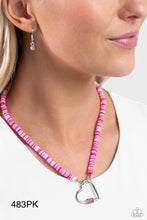 Load image into Gallery viewer, Paparazzi “Clearly Carabiner”  Pink Necklace Earring Set
