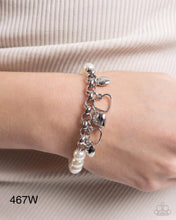 Load image into Gallery viewer, Paparazzi “Charming Canidate” White Stretch Bracelet
