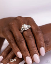 Load image into Gallery viewer, “Titanic Tango” White Stretch Ring - Paparazzi Accessories
