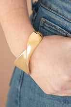 Load image into Gallery viewer, Paparazzi &quot;Retro Reflections&quot; Gold Hinged Bracelet
