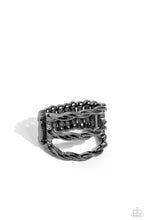 Load image into Gallery viewer, Paparazzi “Corded Command” Black Stretch Ring
