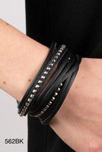 Load image into Gallery viewer, Paparazzi “Studded Sensation” Black Wrap Bracelet - Paparazzi Accessories
