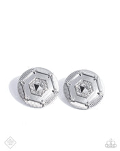 Load image into Gallery viewer, “Enfolded Edge” White Post Earrings - Paparazzi Accessories
