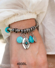 Load image into Gallery viewer, Paparazzi “Authentic Apparel” Blue Stretch Bracelet - Paparazzi Accessories
