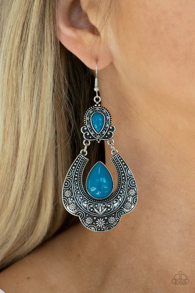 “Rise and Roam” Blue Dangle Earrings - Paparazzi Accessories