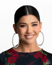 Load image into Gallery viewer, Paparazzi “Classy Condition” White Hoop Earrings - Paparazzi Accessories
