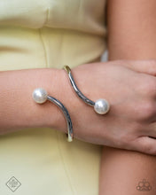 Load image into Gallery viewer, “Effulgent Exemplar” White Hinged Bracelet - Paparazzi Accessories
