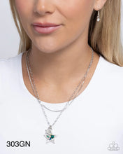 Load image into Gallery viewer, Paparazzi “Stackable Stars” Green Necklace Earring Set - Paparazzi Accessories
