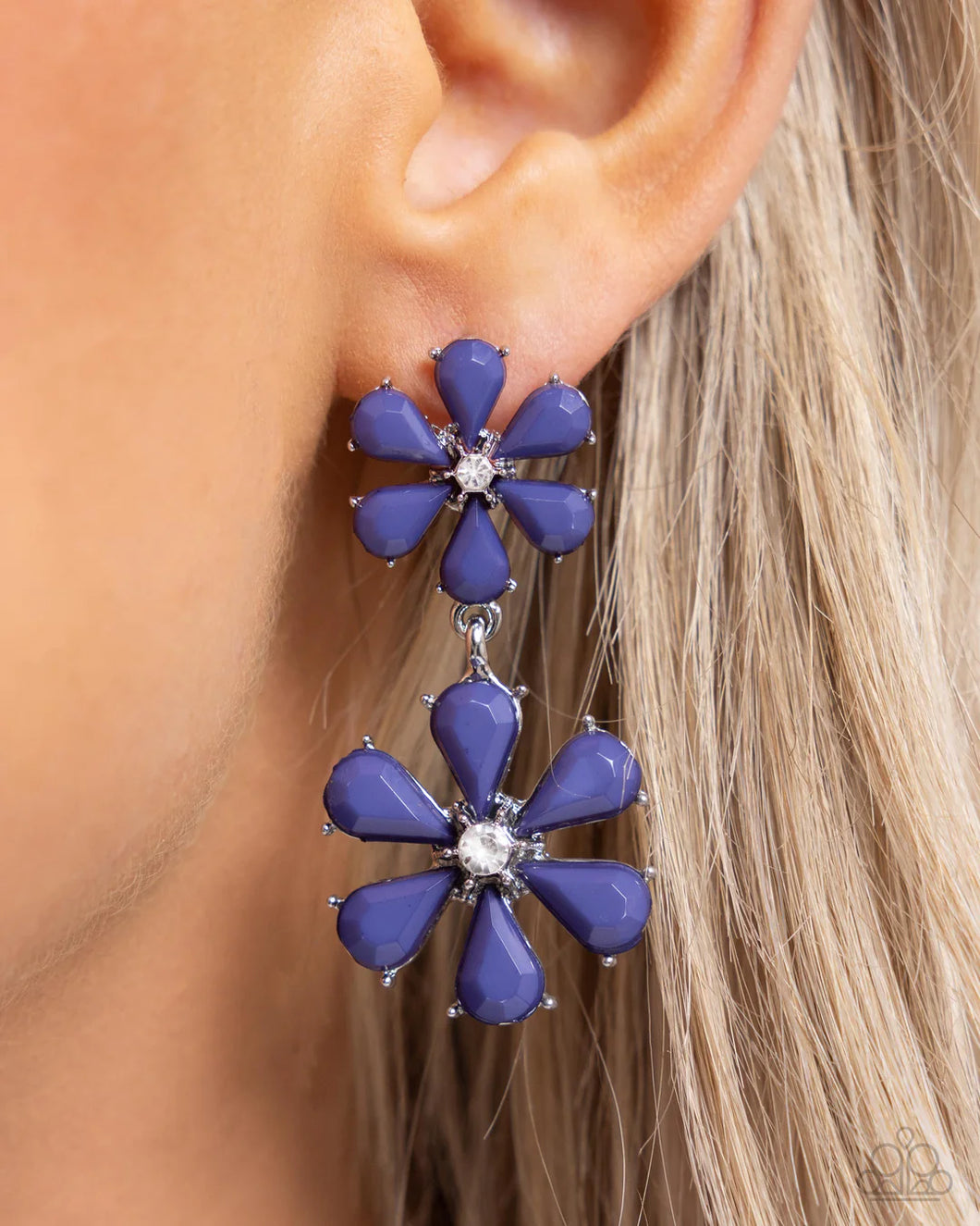 Paparazzi “A Blast of Blossoms” Blue Post Earrings