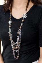 Load image into Gallery viewer, Blockbuster &quot;All The Trimmings&quot; Brown Necklace Earring Set - Paparazzi Accessories
