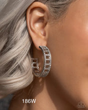 Load image into Gallery viewer, Paparazzi “Bridging Brillance” White Hoop Earrings
