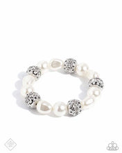 Load image into Gallery viewer, “High-Class Headline” White Stretch Bracelet - Paparazzi
