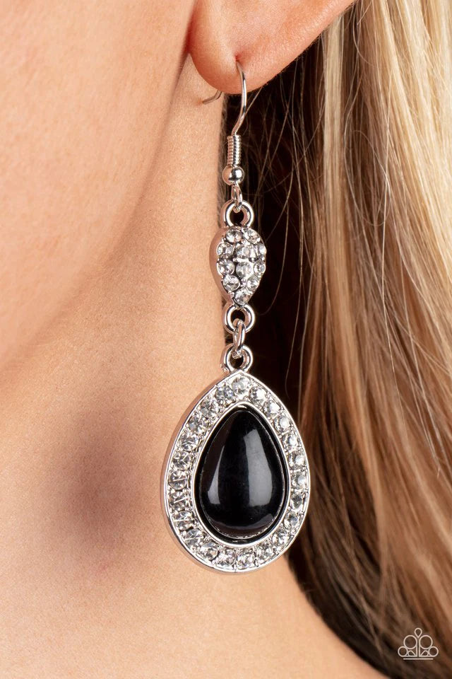 Paparazzi “Elite Elegance” Black Dangle Earrings - Paparazzi Accessories