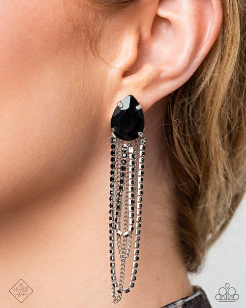 “Vicious Venture” Black Post Earring - Paparazzi Accessories