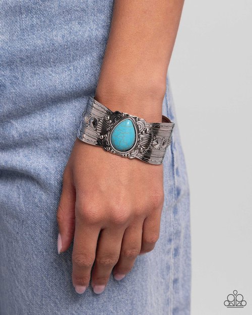 “Canyon Cantina” Blue Cuff Bracelet - Paparazzi Accessories