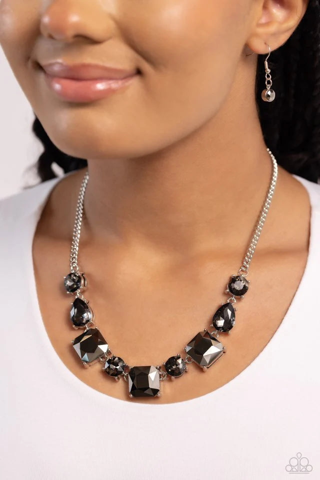 “Elevated Edge” Silver Necklace Earring Set - Paparazzi