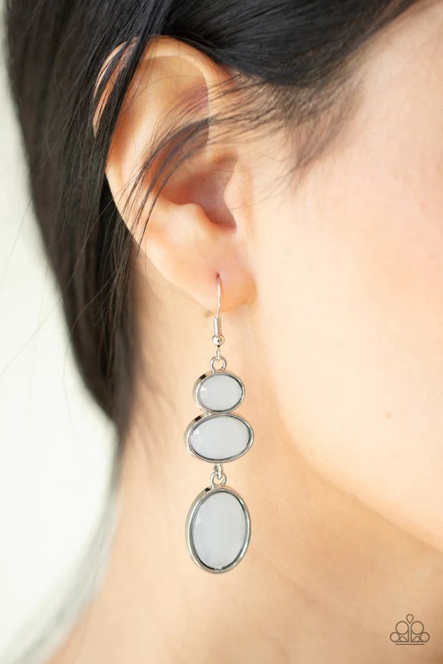 Paparazzi “Tiers Of Tranquility” White Dangle Earrings