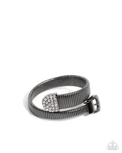 Load image into Gallery viewer, Paparazzi “Belted Brilliance“ Black Buckled Bracelet - Paparazzi Accessories
