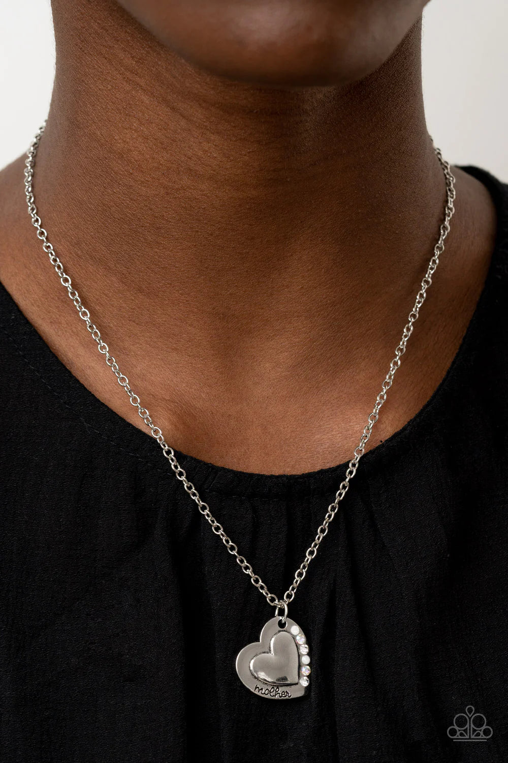 Paparazzi “Happily Heartwarming” White Necklace Earring Set -Paparazzi Accessories