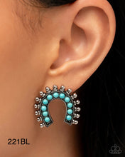 Load image into Gallery viewer, “Equestrian Embellishment” Blue Post Earrings -Paparazzi Accessories
