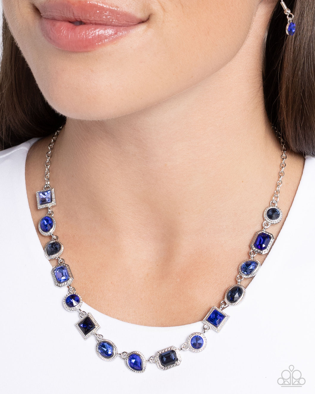 Paparazzi “Gallery Glam” Blue Necklace Earring Set