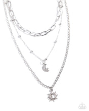 Load image into Gallery viewer, Paparazzi “Celestial Craze” Silver Necklace Earring Set
