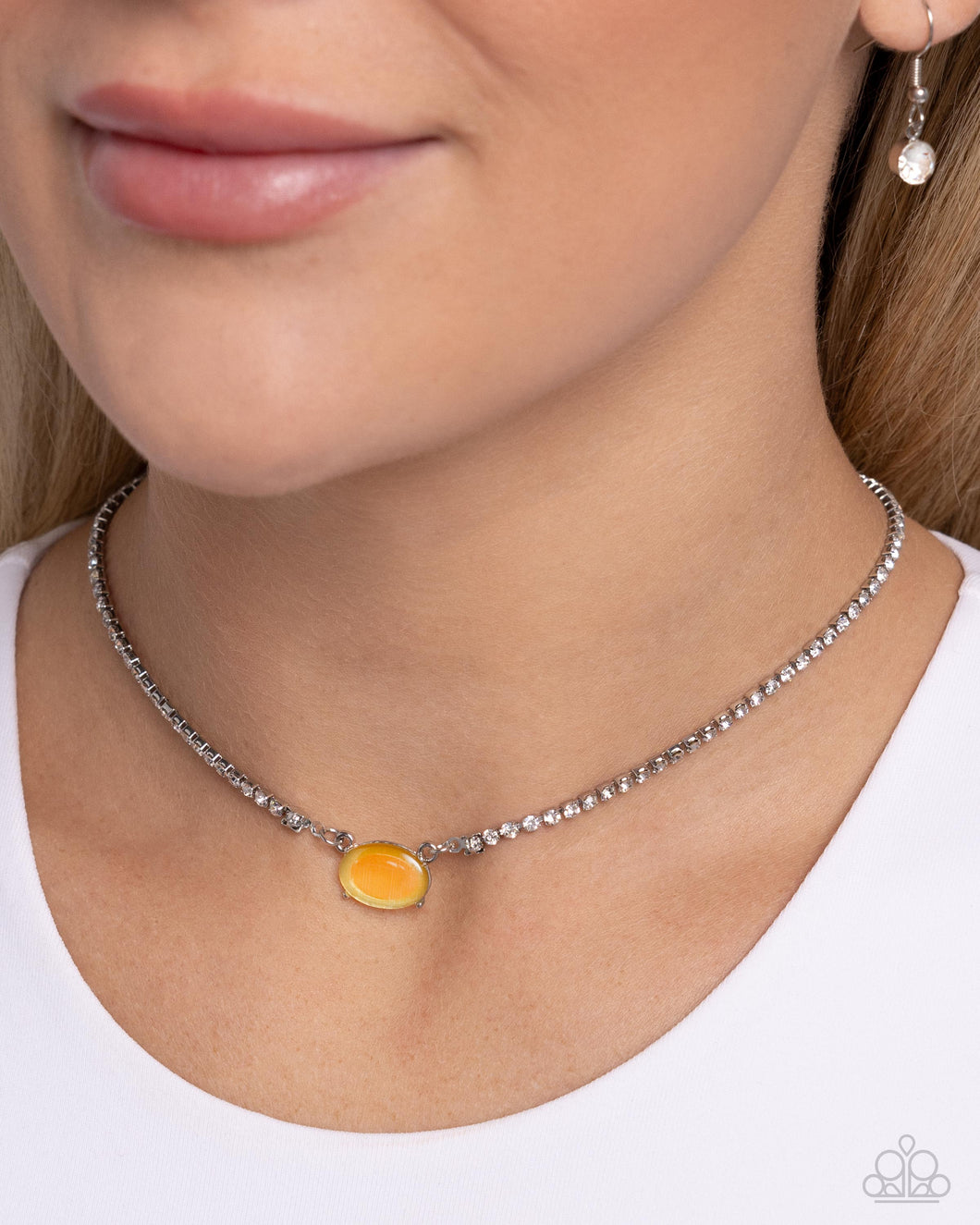Paparazzi “Dynamic Delicacy” Yellow Choker Necklace Earring Set