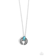 Load image into Gallery viewer, “Horseshoe Haute” Blue Necklace Earring Set - Paparazzi
